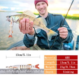 Joyeee 1 Pcs Fishing Lure for Bass, Trout, Walleye, Predator Fish for Freshwater & Saltwater, Lifelike 3D Eyes Fishing Baits Attractants, Fishing Gear and Equipment, Random Color, 02