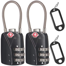 2PC TSA Approved Luggage Locks Combination Padlocks, 3Digit Security Padlock Lock for Travel Bag Case Luggage Suitcases Gym Locker Travel Accessories