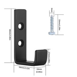 qiwuhai Heavy Duty Garage Hooks for Hanging, 2pcs Black Garage Storage Wall Mount J Hook Heavy Duty, J Utility Hooks for Extension Cord Tool Cable, Clothes, Keys Hook (2Pcs)