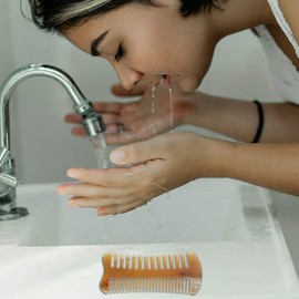 FRCOLOR Ox Horn Beard Comb OX Horn Comb Handmade Double-Sided Wide Tooth Pocket Horn Comb Anti-Static Massage Comb Hair Care Comb for Men Women Adults Double Sided Beard Comb