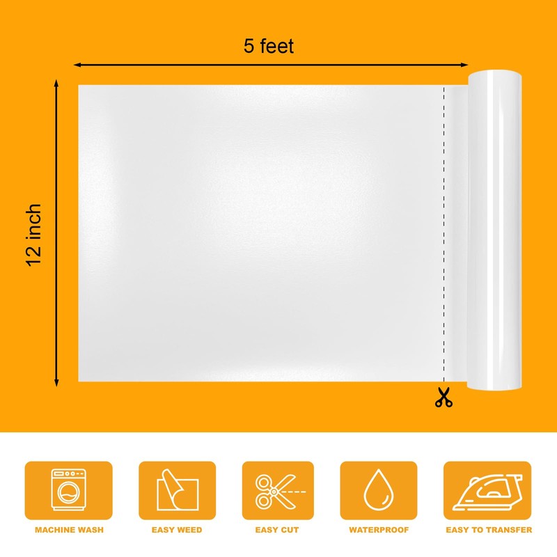 White Puff Heat Transfer 3D 12" x 5 ft for