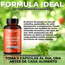 Cloruro Potasio 200mg Cápsulas Prettán Suplemento Deportivo
