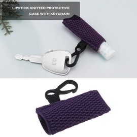 SING F LTD 3Pcs Lip Balm Holder Lipstick Sleeve Chapstick Sleeve Holder Tight-Knit Elastic Lipstick Sleeve with Keychain(Purple/Pink/Green)