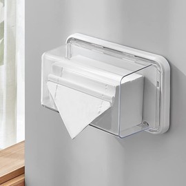 DOITOOL Magnetic Dryer Sheet Holder with Lid, 1PCS Dryer Sheet Dispenser Rectangular Magnetic Tissue Box Holders for Bathroom, Kitchen, Laundry Room (Clear)