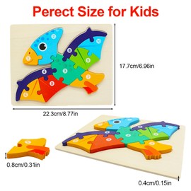 Ryvera Wooden Puzzles for Toddlers, 4 Pieces Montessori Toy, Wooden Toy from 1 2 3 Years, Wooden Toy Puzzle from 2 3 4 Years, Gift for 1 2 3 Year Old Children Boys Girls (Style 2)