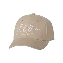 Go All Out One Size Khaki Baseball Let Them with Heart Embroidered Dad Hat Structured Cap