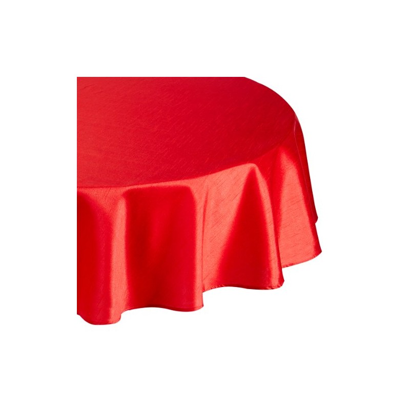 Casual Dining 69-inch Faux Silk Round Tablecloth, Red