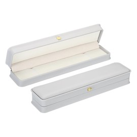 PATIKIL Velvet Necklace Box, 2 Pack Long Chain Box Vintage Jewelry Holder for Wedding Engagement Proposal Ceremony Anniversary Style 4, Gray