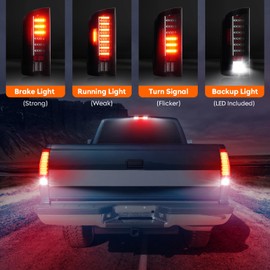 Tresound Tail Light + Third Brake Light Fit for Dodge Ram 1500 2002 2003 2004 2005 2006, for Dodge Ram 2500 3500 2003-2006, LED Rear Taillight Assembly, Clear Lens