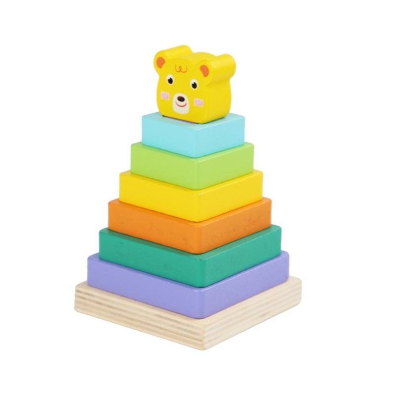 Wooden Tower Stacking Ring Toys for Kids Building Blocks Tower