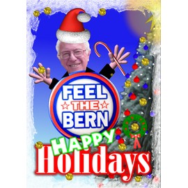 Pack-5 Bernie Sanders Feel The Bern Holidays 5"x7" card + Envelope -Blank (5)