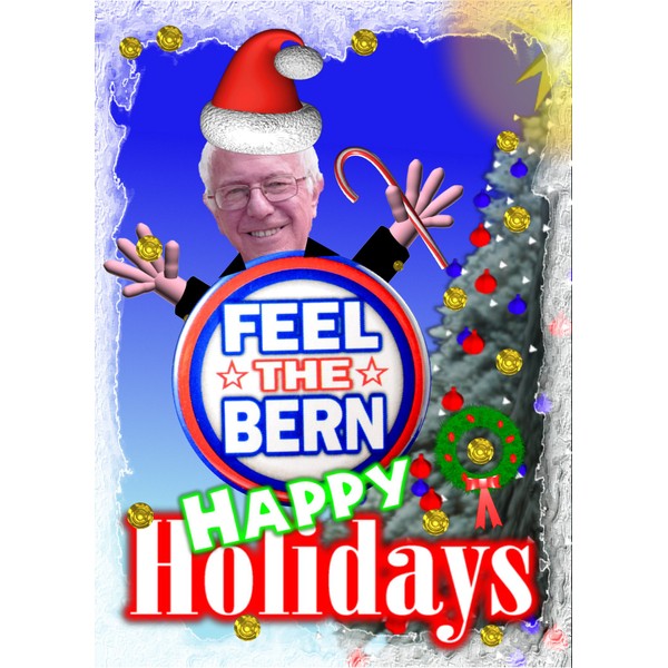 Pack-5 Bernie Sanders Feel The Bern Holidays 5"x7" card +