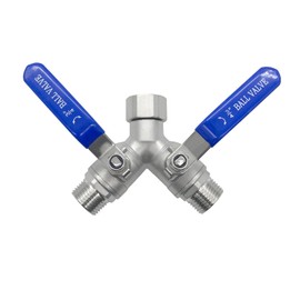 Fitvell Garden Hose Y Valve Hose Splitter Stainless Steel 3/4" GHT Thread Hose Splitter with Long Handle