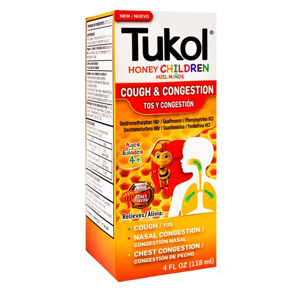 Tukol Children's Cough and Congestion Honey. Expectorant and Antitussive. 4 oz
