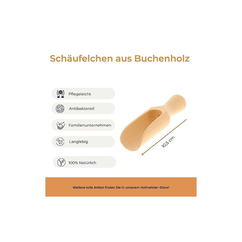 HOFMEISTER® Dosier-Schaufel aus Holz, 10,5 cm, Mess-Löffel für Gewürze, Tee,
