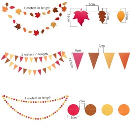 Fall Bunting Banner Thanksgiving Decorations Maple Leaves Streamers Hanging Garlands Paper Flag for Thanksgiving Day,Autumn,Birthday,Fall Harvest Party,Wedding,Baby Shower,Holiday Decoration