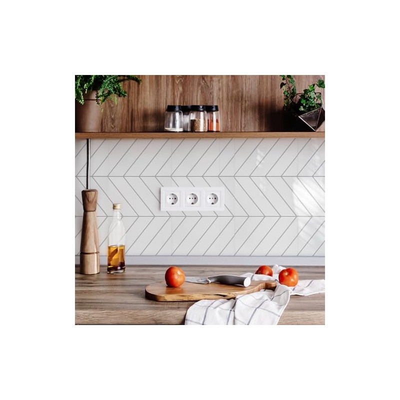 STICKGOO 10 Sheets Thicker Herringbone Peel and Stick Backsplash, 12.6”×9.7”