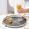 Round Tray with Gold Handle Elegant Multi Functional Golden Rim