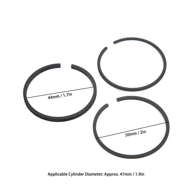Piston Ring for 47mm Cylinder Diameter, 3-Piece Piston Ring Replacement