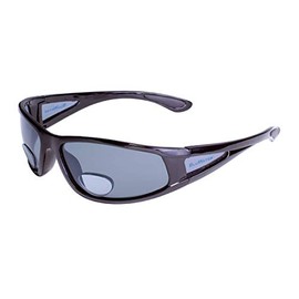 BluWater Polarized Magnification Bifocal 3 Sunglasses, Gloss Black Frame, Gray Lenses