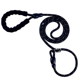 Slip Knot Leashes for Dog Training, 6 FT Black Comfortable Handle Dog Slip Leash for Control Dogs Lead Adjustable Slip Lead for Small Medium Large Dogs