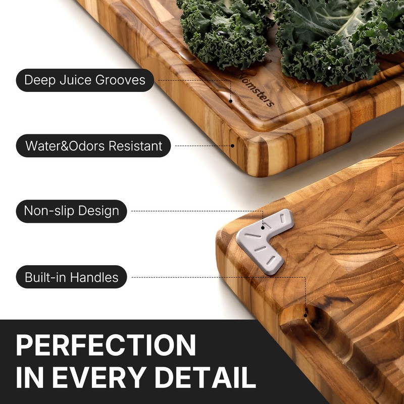 Teak Wood End Grain Cutting Board for Kitchen with Non-slip