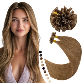 Elailite Bonding Extensions Real Hair Keratin U-Tip Hair Extensions 100% Human Hair 1 g/Strand 20 Inches / 50 cm 50 g #6 Medium Brown