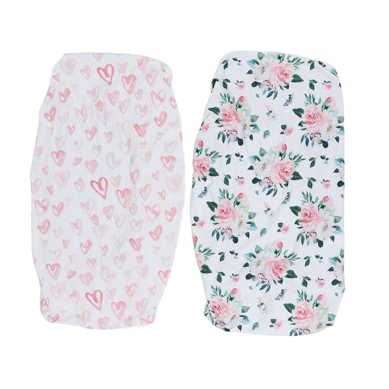 2Pcs Bassinet Sheet Polyester Cotton Breathable Elastic Bassinet Pad Mattress