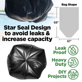 ToughBag 95-96 Gallon Trash Bags Heavy Duty, Black Garbage Bags (50 COUNT) Extra Large 90, 95, 96, 100 Gallon Can Liners - Made In USA