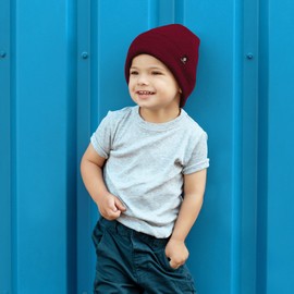 urban ace Classic Cotton Children's Hat, Hood, 100% Cotton, Soft & Lightweight, Spring, Autumn, Winter, Boys, Girls, Soft Fabric, Dense, Optimal Fit, Long or Short Wear, ruby