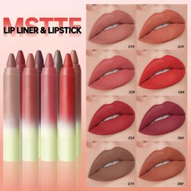 KXmzeG Matte Chocolate Brown Lipstick Lip Liner Crayon, Hydrating and Waterproof Lip stick, Long Lasting for Women LipLiner Pencil, High Pigmented Lip Liner Velvet Lipstick Smudge Proof 07#