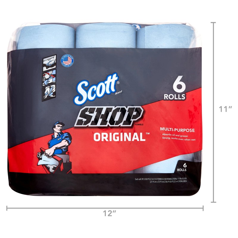 Scott Shop Towels, 6 Rolls, 55 Sheets Per Roll