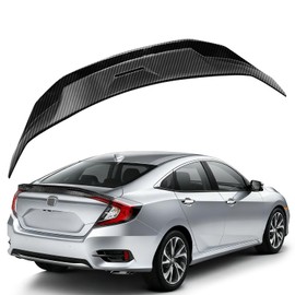 AAriguthel Civic Rear Spoiler Fit for 2016-2021 Honda Civic 10th Generation 4-Door Sedan ABS Painted Type Style Rear Trunk Spoiler Bodykit Rear Win (Carbon Fiber Style)