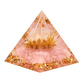UOCAI Rosenquarz, Orgonit Pyramide Kristalle, Pyramide Weihnachten Edelsteine Kristalle Rosa Stein, Lotus Pyramiden Spirituelle Geschenke, Home Crafts Ornament aus Harz (5CM)
