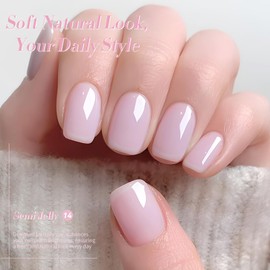 Born Pretty Jelly Gel Nail Polish, Soft Mist Purple Sheer Crystal Translucent Gel Nail, Gel Polish Soak Off LED U V Nail Gel, Nail Art DIY for Home Salon Manicure 15ML