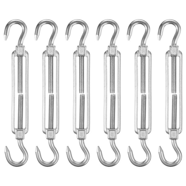 M METERXITY 6-Pack Turnbuckle Hook and Hook, M6 Stainless Steel