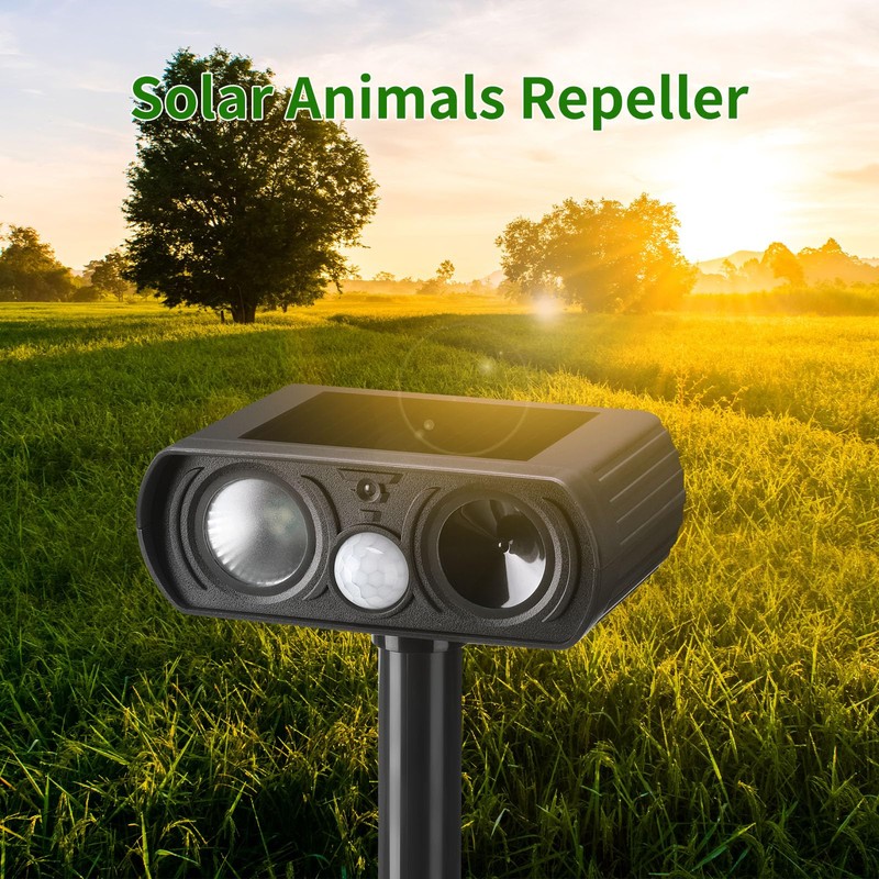 Qualirey 3 Pack Solar Ultrasonic Animal Repeller Outdoor Waterproof Cat