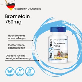 Bromelain 750mg, high dose pinapple enzyme, vegan, without magnesium stearate, 90 bromelain capsules