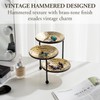 MyGift 3 Tier Jewelry Dish Organizer - Hammered Brass Plated