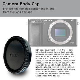 NEX Before and Rear Cap, Compatible with E-Mount NEX Cameras NEX-7 NEX-6 NEX-5T NEX-5R,A7II,III A7R III A9 A7 A7R A7S A65 A77 A99 A6500 A6300 A6000 A55