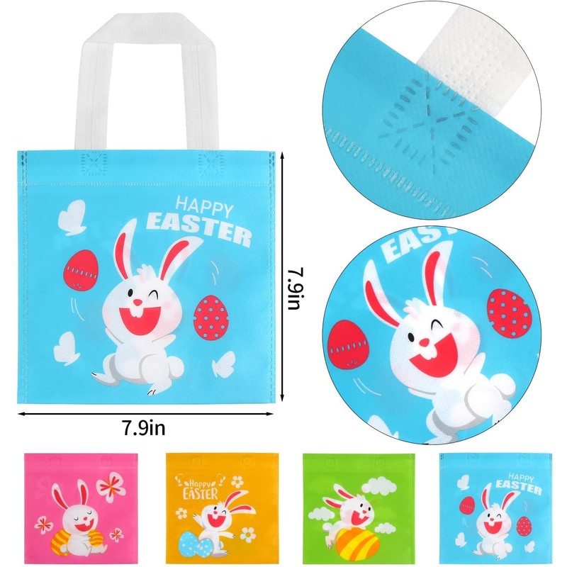 LOKIPA Easter Bags,24 Easter Non Woven Sweet Gift Treat Tote
