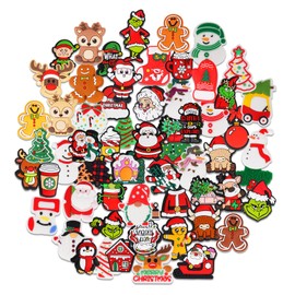 60pcs Christmas Silicone Focal Beads,Not Duplicated Rubber Beads for DIY Beadable Pen Keychain Bracelet Lanyard Making