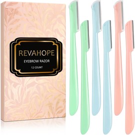 Revahope 12 Pieces Eyebrow Razor, Dermaplane Razor with Blade Cover Face Razors for Women, Dermaplaning Tool for Face Peach Fuzz Hair Removal Face Shaver for Women and Men Safe and Newbie Friendly