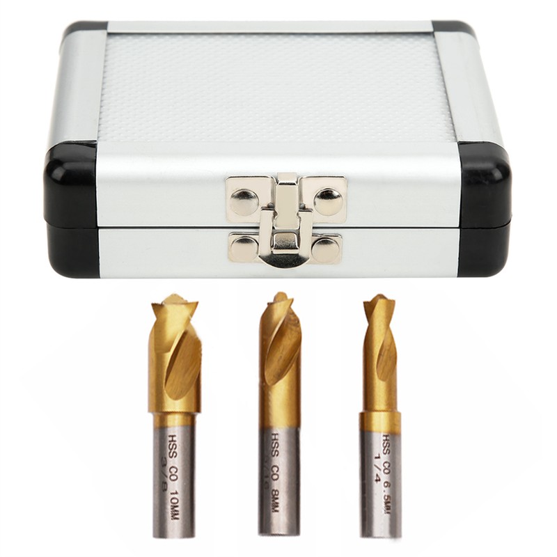 3Pcs HSS CO Cobalt Spot Weld Drill Bit Set Kit