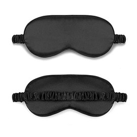 Magik Double-Sided Satin Silky Travel Sleep Eye Mask Cover Padded Blindfold Smooth (Black, 1 Pack)