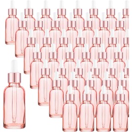Easeen 48 Pack 2oz Rose Glass Dropper Bottles, Eye Dropper Bottles with Glass Droppers for Essential Oils, Perfumes (60ml, Rose Pink)
