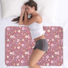 wovenx Organic Incontinence Pad for Period - Waterproof Protectors - Reusable Washable Pee Pad - Fits Twin to Full Size Beds - 100% Organic Viscose Derived from Bamboo - 34" x 52" Dark Flower