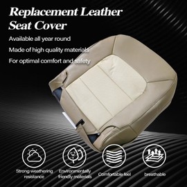 Sekeseauto Driver Side Bottom Replacement Perforated Leather Seat Cover Tan #1H Compatible with Ford Expedition 2003 2004 2005 2006