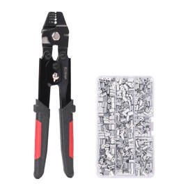 iCrimp Wire Rope Crimping Tool Swager Crimper Fishing Crimping Tool Kit with 600Pcs 1.2/1.5/2mm Aluminum Crimp Loop Sleeves
