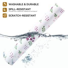 RAY STAR Shelf Liner, 18 Inch x 8 Feet Non Adhesive Purple Pink Floral Kitchen Cabinet Liner for Pantry Drawer Vanity, Strong Grip Non Slip Waterproof, Shelf Liners for Kitchen Cabinets Cupboard